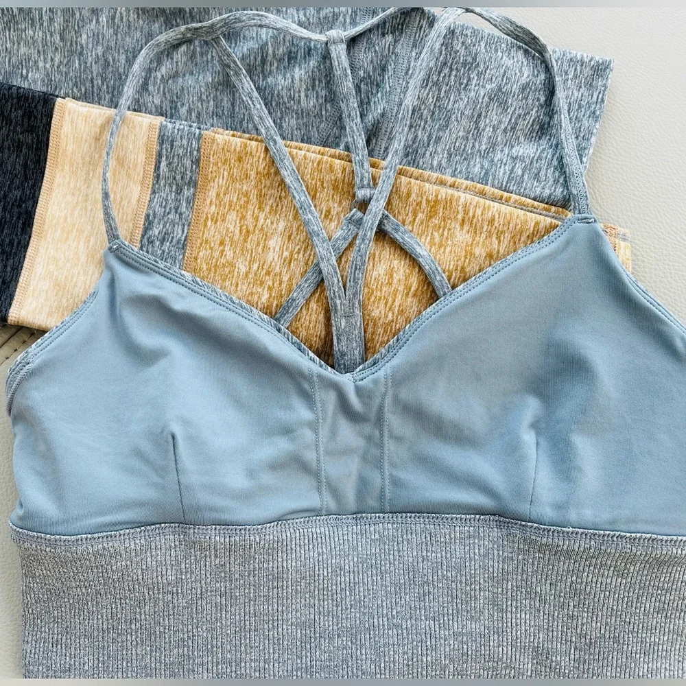 NWOT ALO Yoga Alosoft 2-Piece SET MED Bra Top + XXS Legging in Blue-Gray Heather - Picture 9 of 16